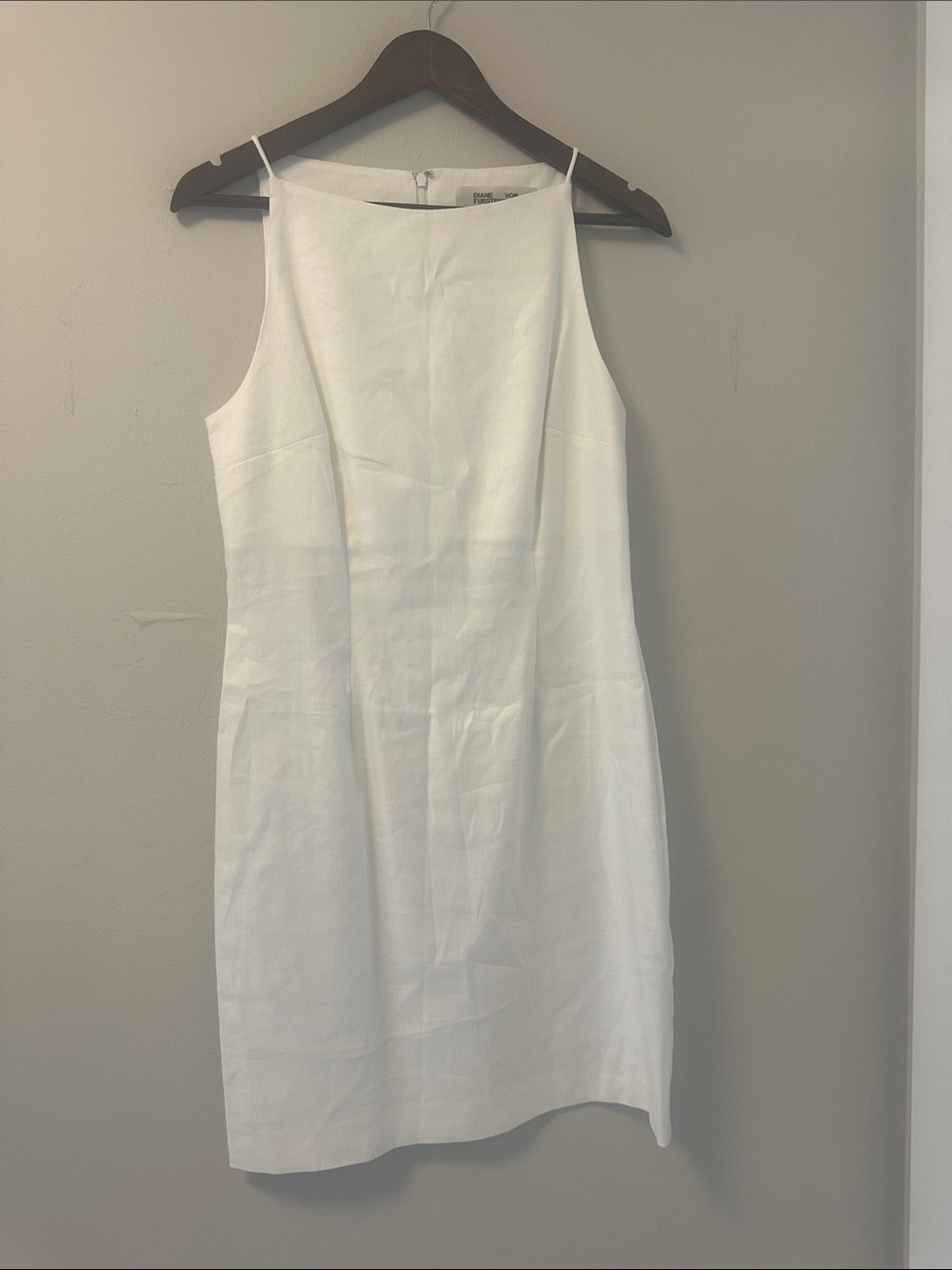 Diane Von Furstenberg Simple Off White Midi Sheath Dress